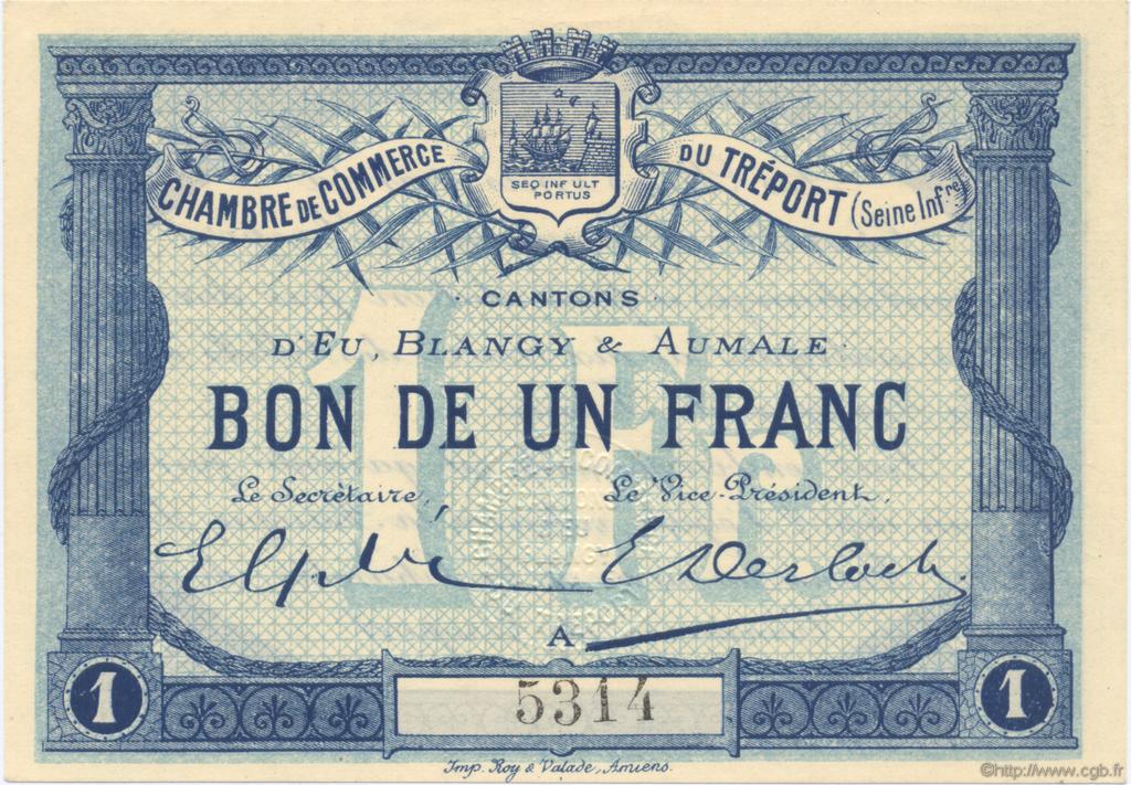 1 Franc FRANCE régionalisme et divers Le Tréport 1915 JP.071.02 SPL à NEUF
