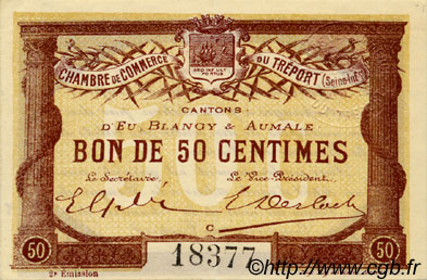 50 Centimes FRANCE régionalisme et divers Le Tréport 1915 JP.071.05 TTB à SUP