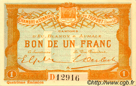 1 Franc FRANCE régionalisme et divers Le Tréport 1916 JP.071.14 SPL à NEUF