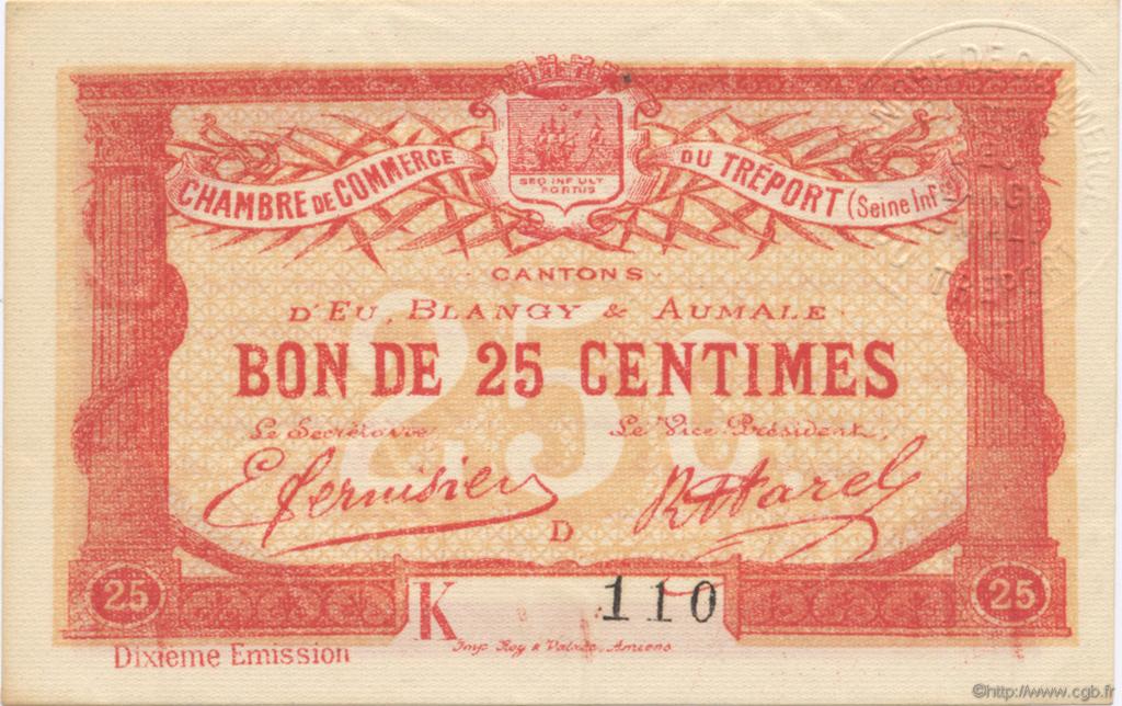 25 Centimes FRANCE régionalisme et divers Le Tréport 1918 JP.071.39 SPL à NEUF