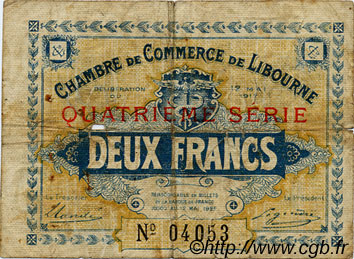 2 Francs FRANCE régionalisme et divers Libourne 1917 JP.072.20 TB