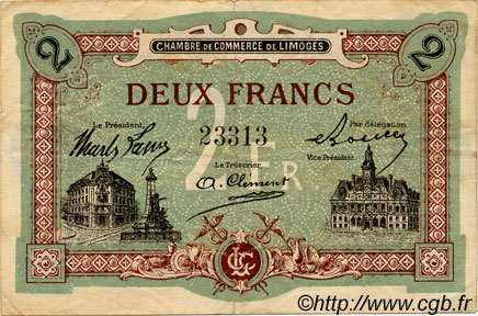 2 Francs FRANCE régionalisme et divers Limoges 1918 JP.073.25 TB