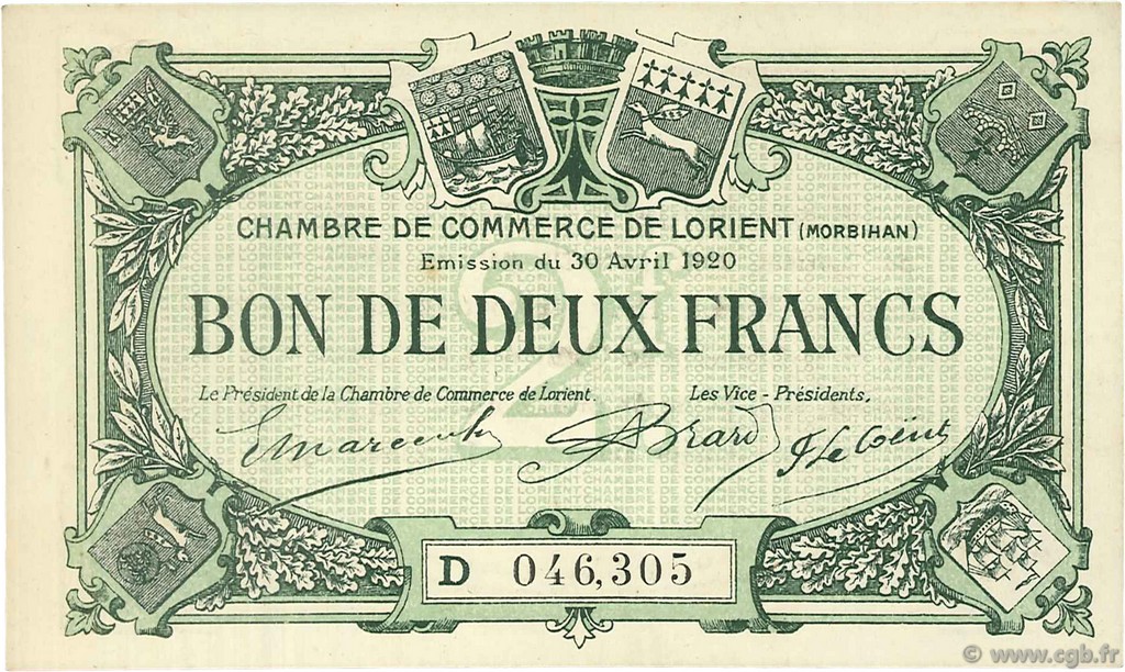 2 Francs FRANCE régionalisme et divers Lorient 1920 JP.075.34 SPL à NEUF