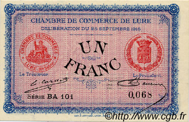 1 Franc FRANCE régionalisme et divers Lure 1915 JP.076.15 SPL à NEUF