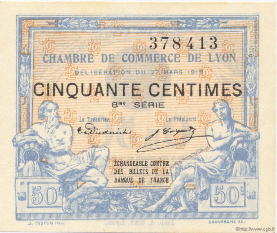 50 Centimes FRANCE régionalisme et divers Lyon 1918 JP.077.16 SPL à NEUF