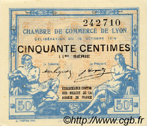 50 Centimes FRANCE régionalisme et divers Lyon 1919 JP.077.18 SPL à NEUF
