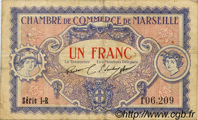 1 Franc FRANCE régionalisme et divers Marseille 1917 JP.079.70 TB
