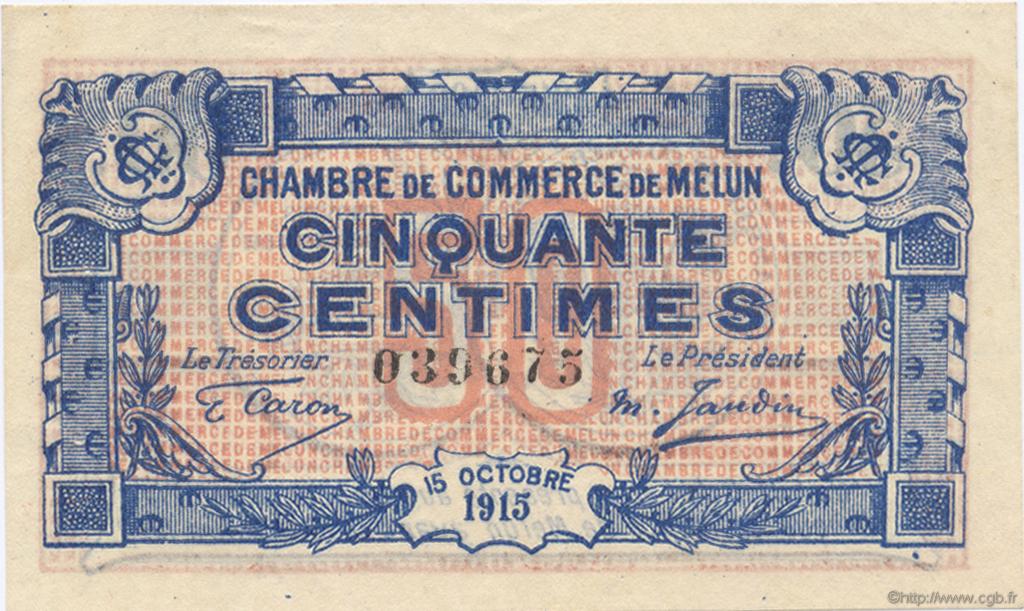 50 Centimes FRANCE régionalisme et divers Melun 1915 JP.080.01 SPL à NEUF
