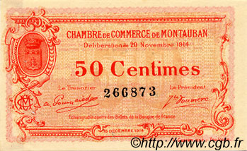 50 Centimes FRANCE régionalisme et divers Montauban 1914 JP.083.01 TTB à SUP