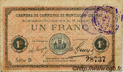 1 Franc FRANCE régionalisme et divers Montluçon, Gannat 1921 JP.084.58 TB