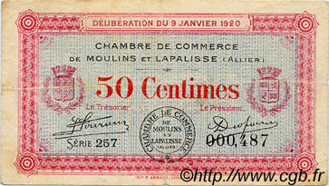 50 Centimes FRANCE régionalisme et divers Moulins et Lapalisse 1920 JP.086.15 TB