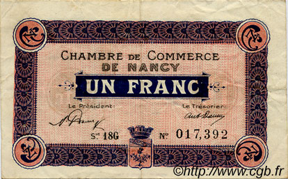 1 Franc FRANCE régionalisme et divers Nancy 1920 JP.087.39 TTB à SUP