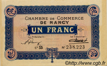 1 Franc FRANCE régionalisme et divers Nancy 1922 JP.087.54 TTB à SUP