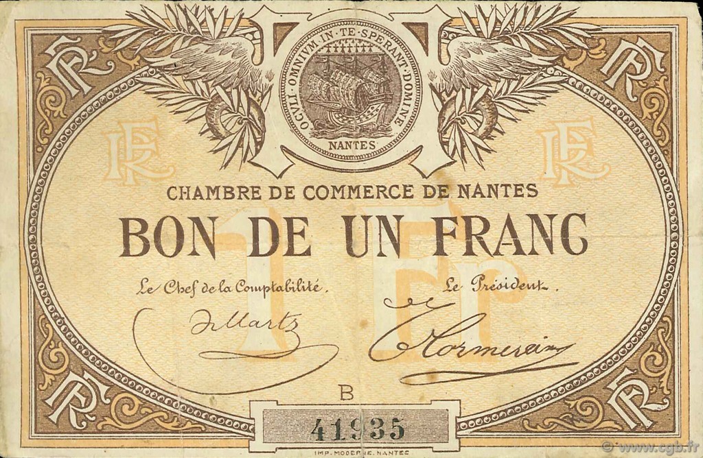 1 Franc FRANCE régionalisme et divers Nantes 1918 JP.088.05 TB