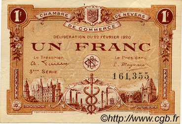 1 Franc FRANCE régionalisme et divers Nevers 1920 JP.090.17 TTB à SUP