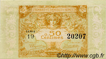 50 Centimes FRANCE régionalisme et divers Nîmes 1917 JP.092.17 SPL à NEUF