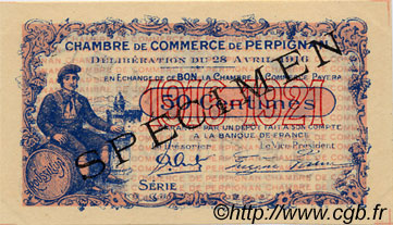 50 Centimes Spécimen FRANCE régionalisme et divers Perpignan 1916 JP.100.15 SPL à NEUF
