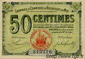 50 Centimes FRANCE régionalisme et divers Rochefort-Sur-Mer 1915 JP.107.07 TTB à SUP