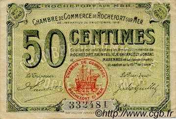 50 Centimes FRANCE régionalisme et divers Rochefort-Sur-Mer 1915 JP.107.07 TB