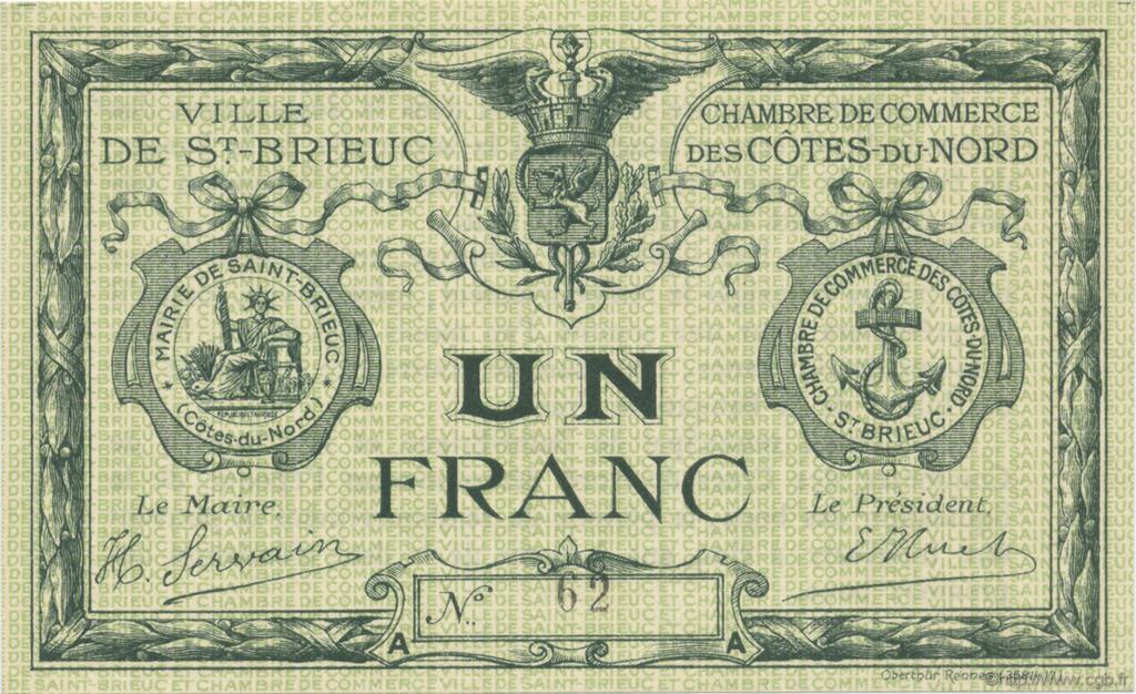 1 Franc FRANCE régionalisme et divers Saint-Brieuc 1918 JP.111.12 SPL à NEUF