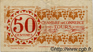 50 Centimes FRANCE régionalisme et divers Tours 1920 JP.123.06 TB