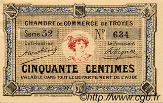 50 Centimes FRANCE régionalisme et divers Troyes 1918 JP.124.05 TTB à SUP