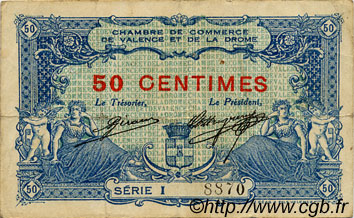50 Centimes FRANCE régionalisme et divers Valence 1915 JP.127.02 TB