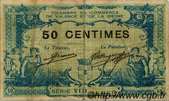 50 Centimes FRANCE régionalisme et divers Valence 1915 JP.127.06 TB