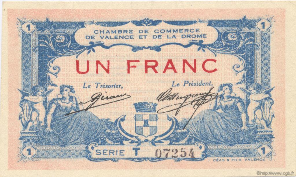 1 Franc FRANCE régionalisme et divers Valence 1915 JP.127.07 SPL à NEUF