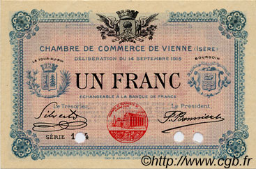 1 Franc Spécimen FRANCE régionalisme et divers Vienne 1915 JP.128.08 SPL à NEUF