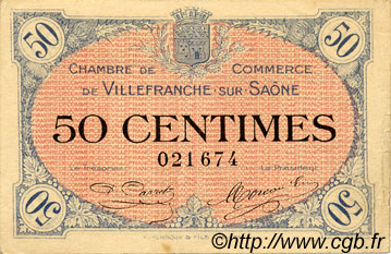50 Centimes FRANCE régionalisme et divers Villefranche-Sur-Saône 1915 JP.129.01 TTB à SUP