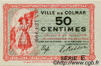 50 Centimes FRANCE régionalisme et divers Colmar 1918 JP.130.05 SPL à NEUF