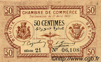 50 Centimes FRANCE régionalisme et divers Bougie, Sétif 1915 JP.139.01 TTB à SUP