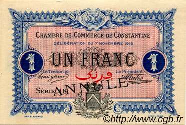 1 Franc Annulé FRANCE régionalisme et divers Constantine 1916 JP.140.11 SPL à NEUF