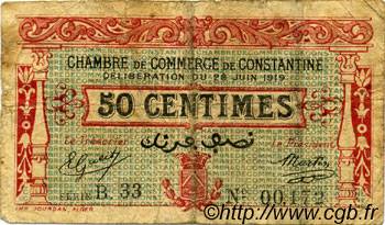 50 Centimes FRANCE régionalisme et divers Constantine 1919 JP.140.19 TB