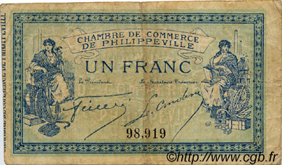 1 Franc FRANCE régionalisme et divers Philippeville 1914 JP.142.02 TB