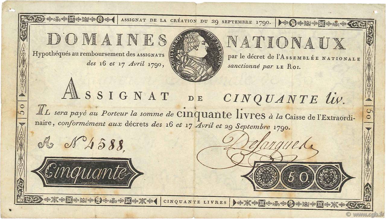 50 Livres FRANCIA  1790 Ass.04a BB