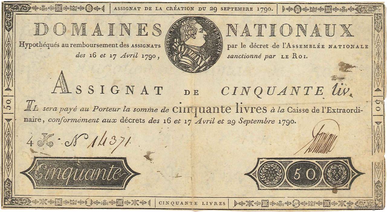 50 Livres FRANKREICH  1790 Ass.04a fSS