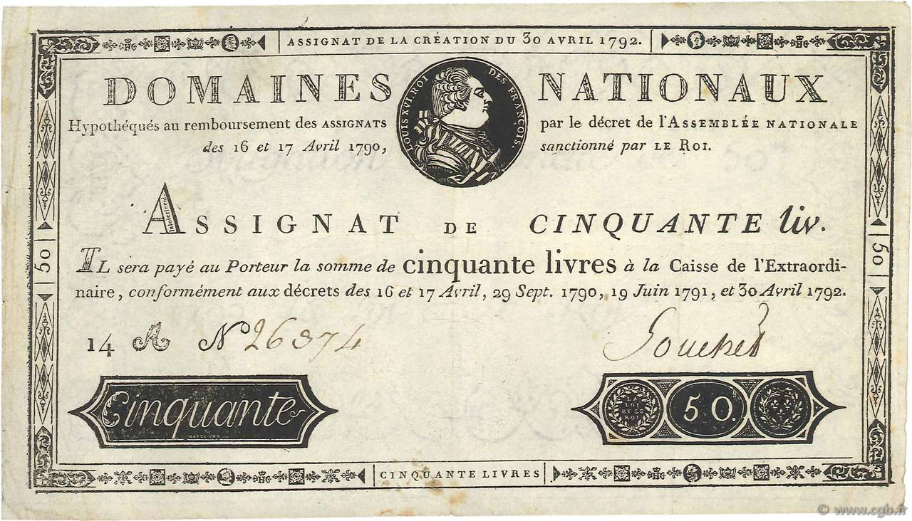 50 Livres FRANCIA  1792 Ass.28a q.SPL