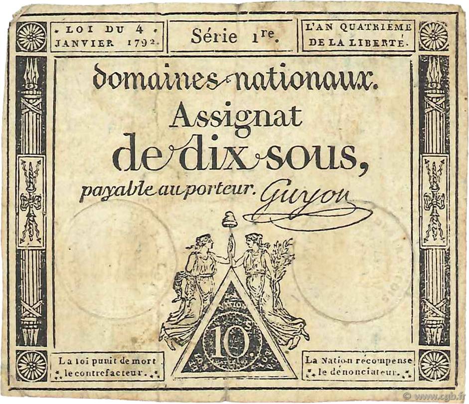 10 Sous Petit numéro FRANCE  1792 Ass.23a F