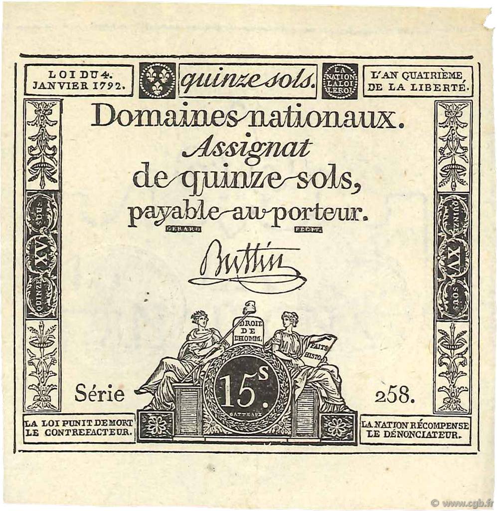 15 Sols FRANCE  1792 Ass.24a XF+