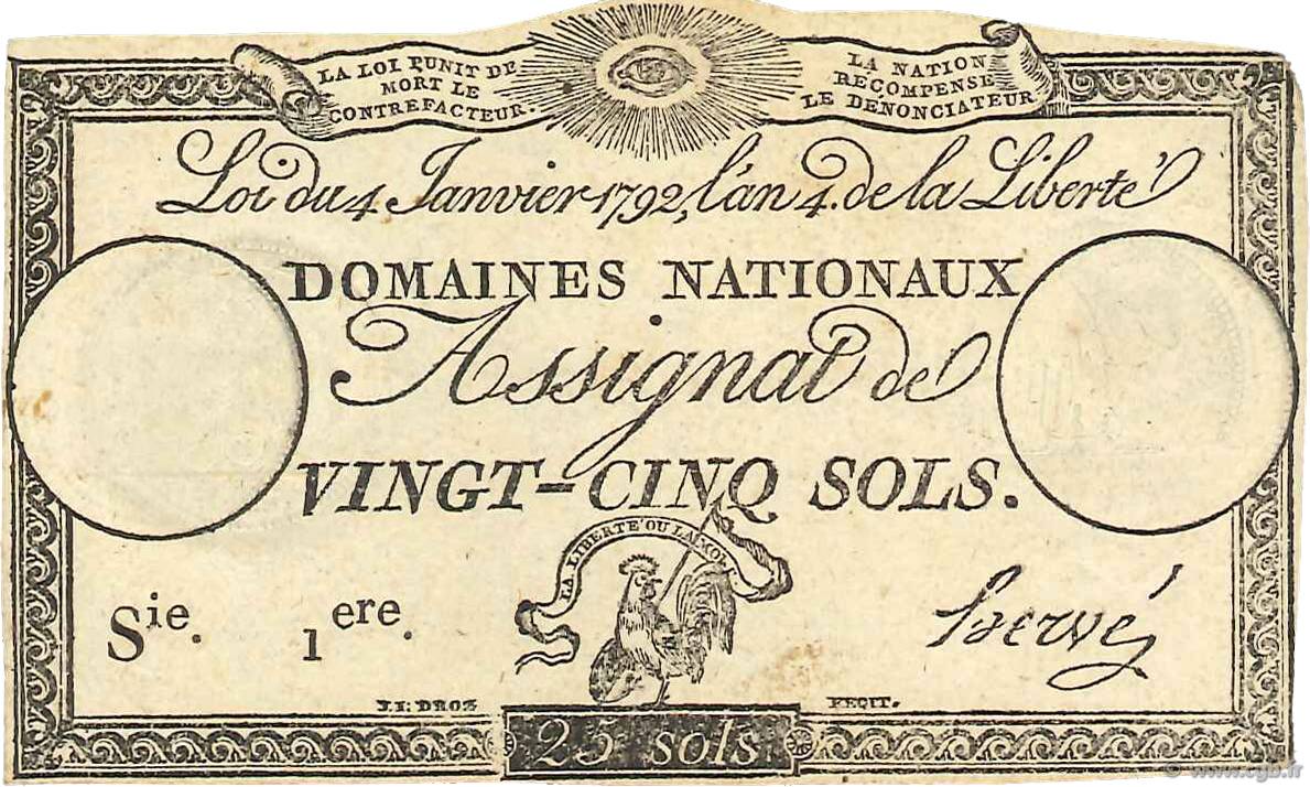 25 Sols Petit numéro FRANCE  1792 Ass.25a XF