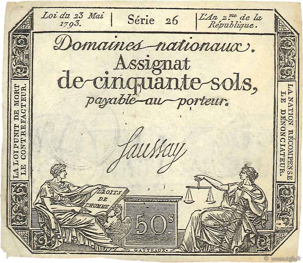 50 Sols FRANCE  1793 Ass.42a VF