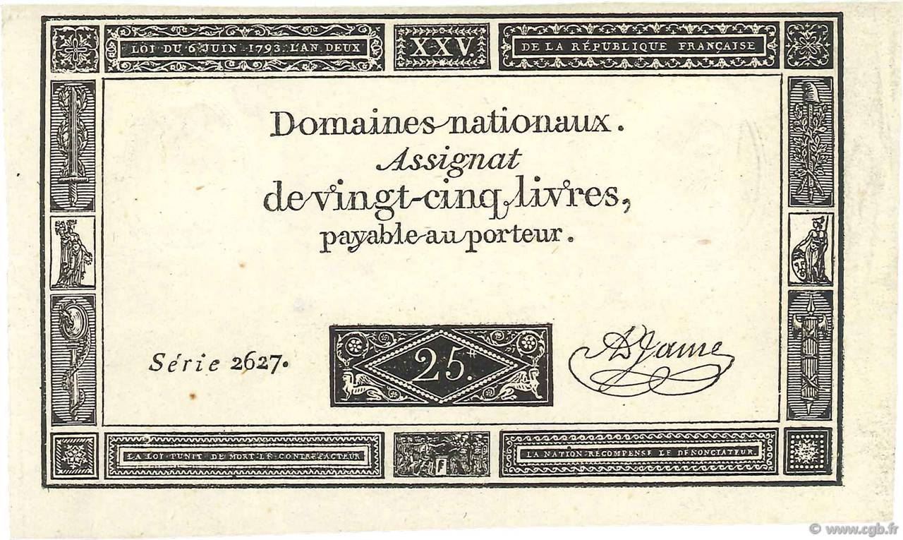 25 Livres FRANCE  1793 Ass.43a AU