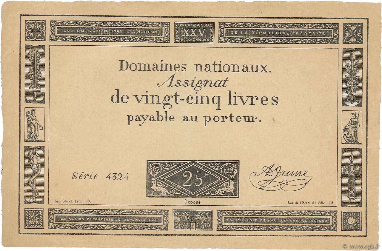 25 Livres FRANCE  1793 Ass.43 variété XF+