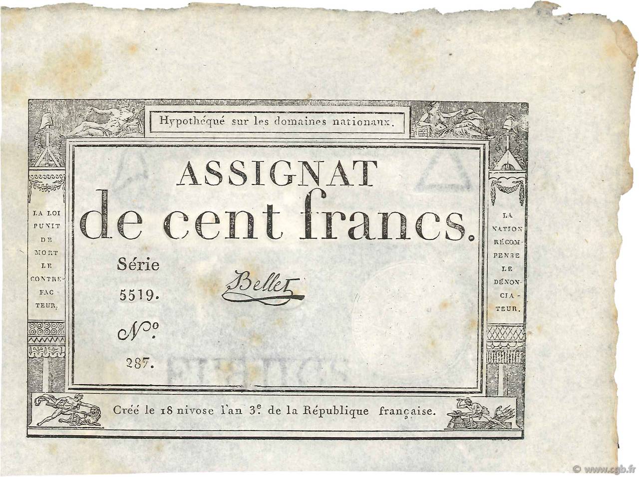 100 Francs FRANCIA  1795 Ass.48a SC+