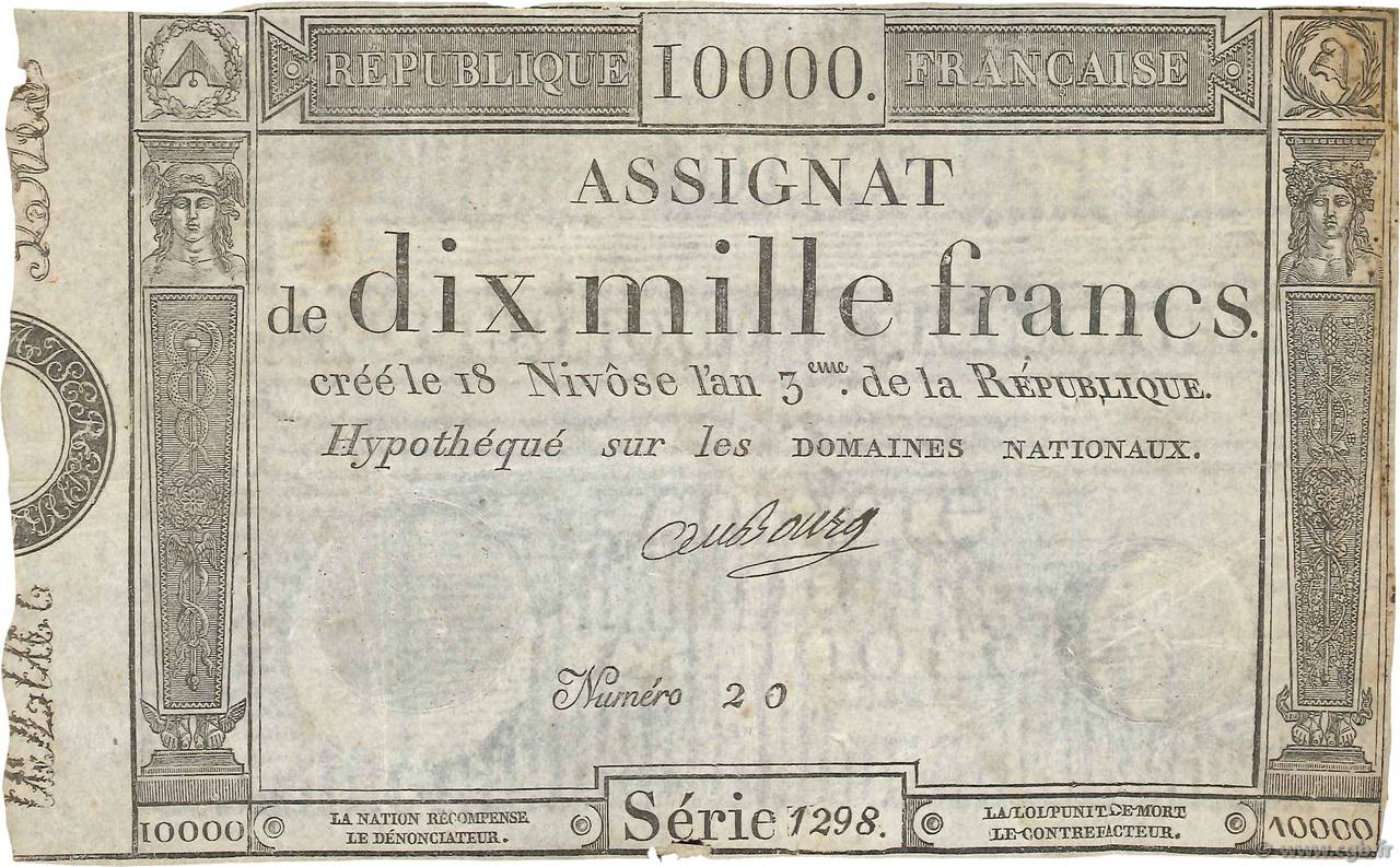 10000 Francs FRANKREICH  1795 Ass.52a fSS