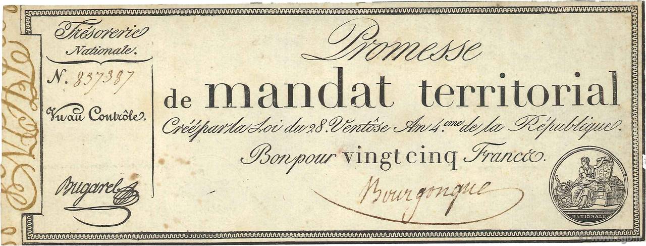 25 Francs sans série FRANCE  1796 Ass.59a SPL