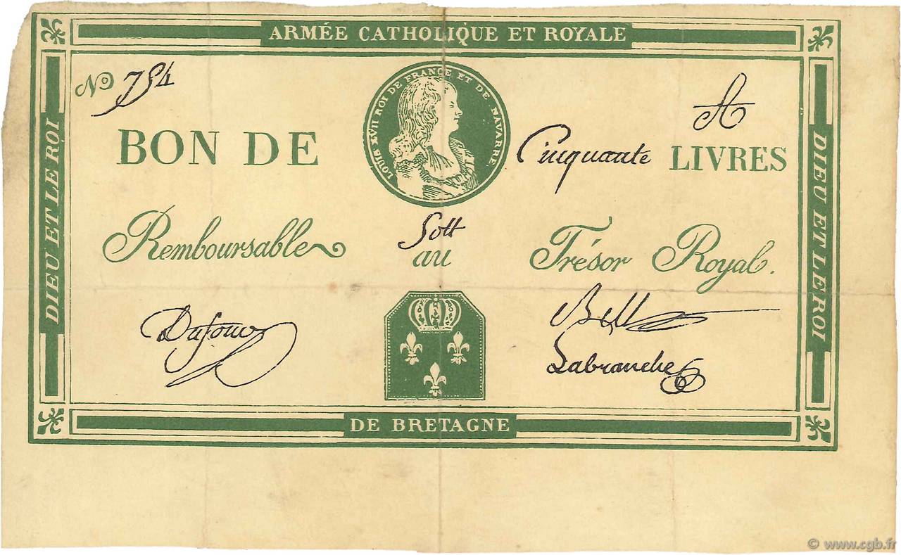 50 Livres Faux FRANCE  1794 Laf.278 XF