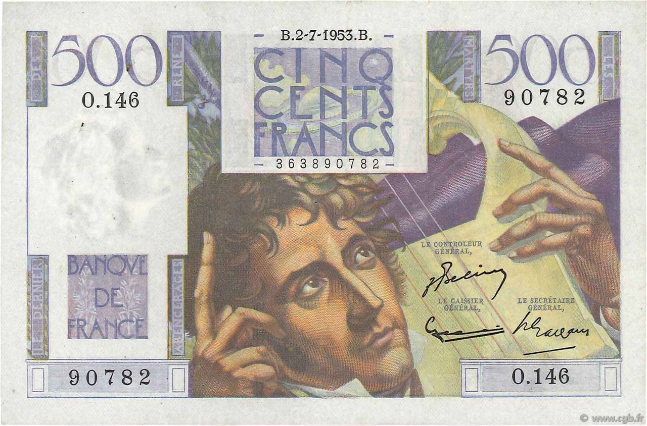 500 Francs CHATEAUBRIAND FRANCIA  1953 F.34.13 MBC+
